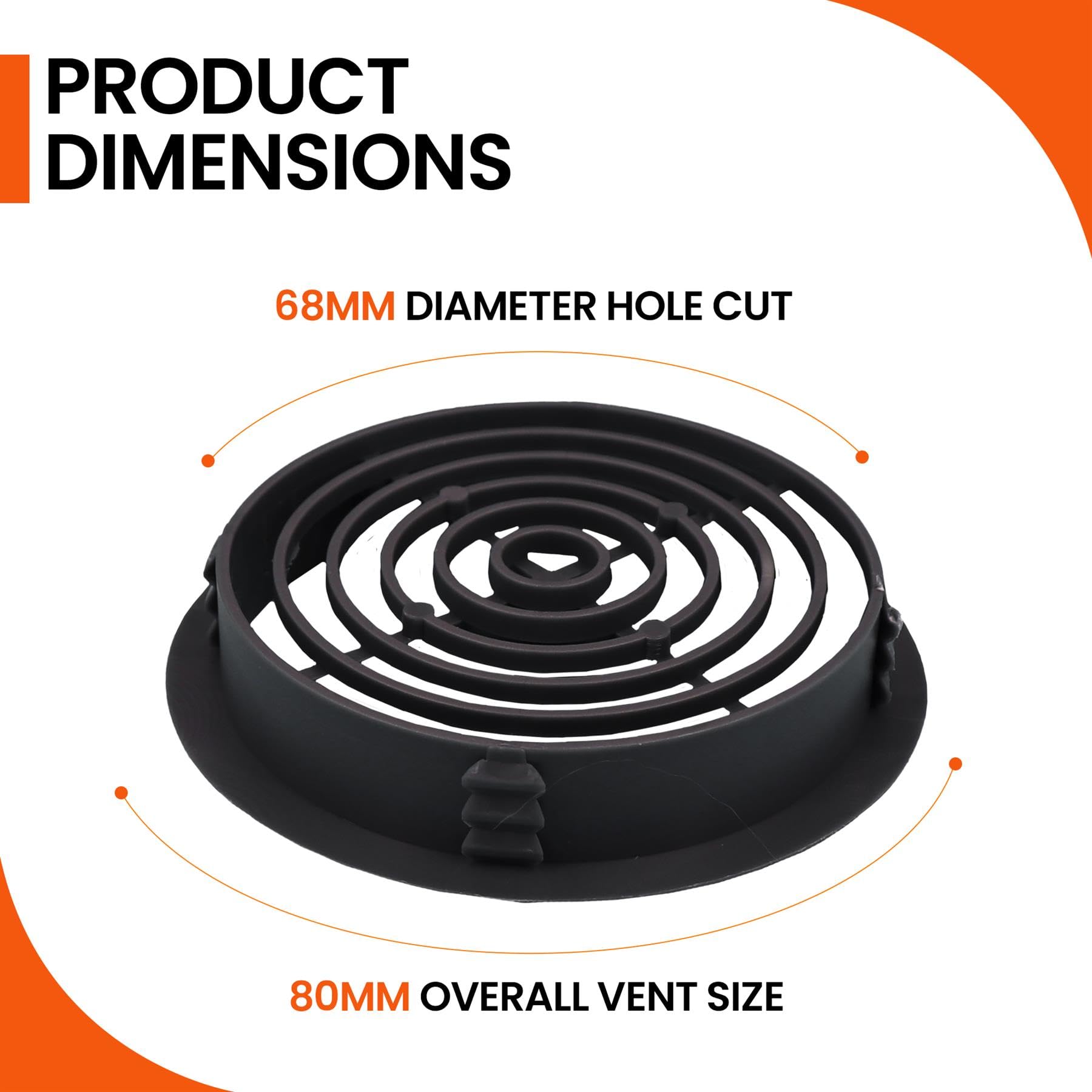10 x Anthracite Grey Plastic 70mm Round Soffit Air Vents/Push in Roof Discs - Image 4