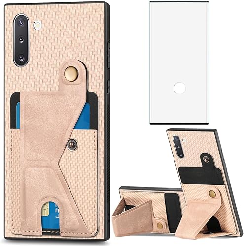 Asuwish Funda de teléfono para Samsung Galaxy Note 10 5G con protector de pantalla de vidrio templado y soporte delgado para tarjetero, soporte