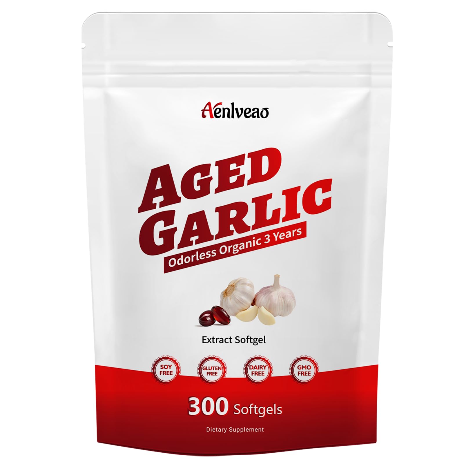 Aged Garlic Extract Supplements | 300 Softgels | Supports Immune Health | Non-GMO, Gluten Free | 2 Years Matured
