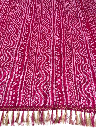 Image of Women's Art Silk Bandhani Print Dupatta with 2.20 Meters | Women's cotton printed dupatta with tassels