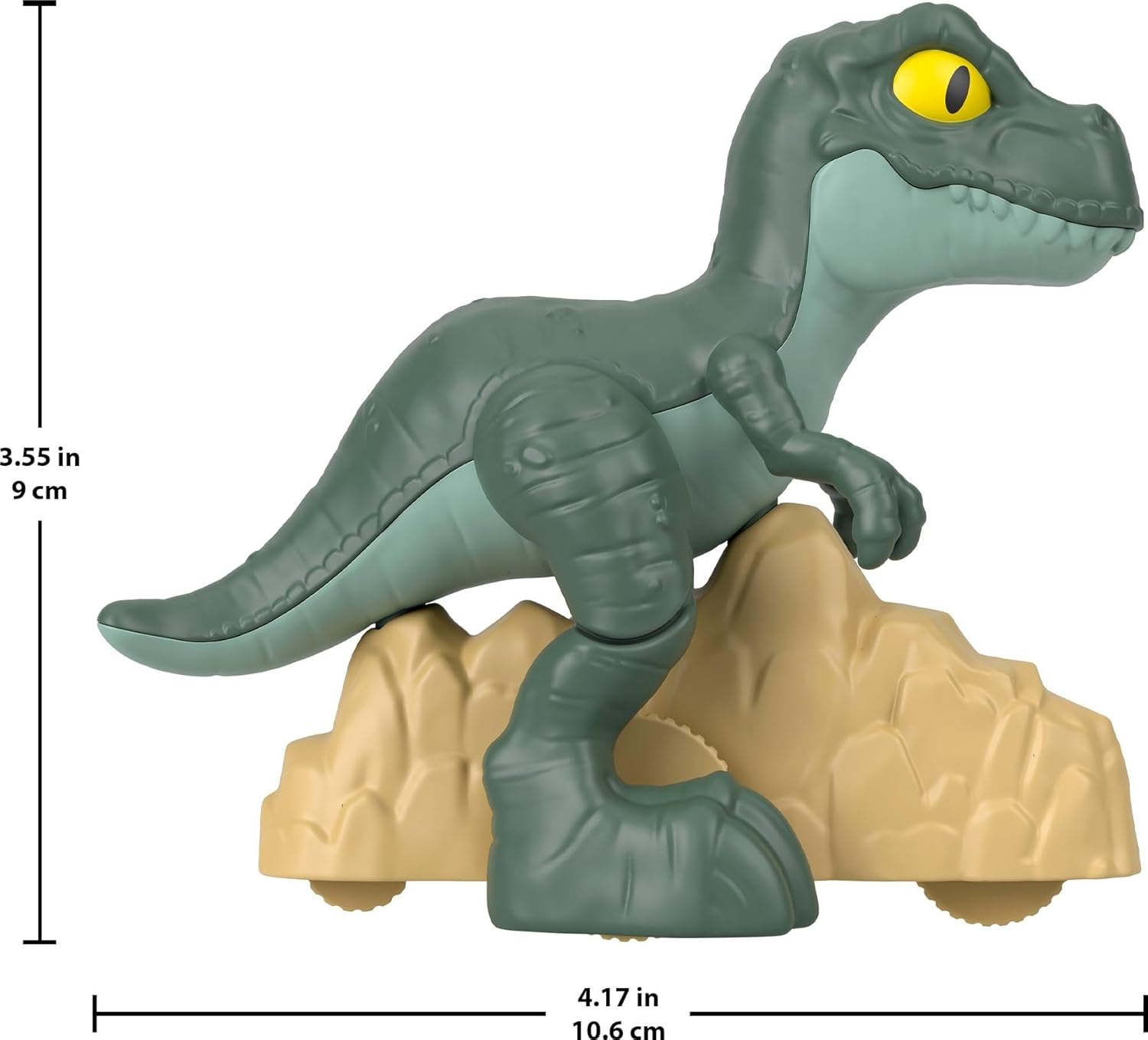 Fisher-Price Imaginext Jurassic World Dinosaur, Tyrannosaurus Rex Push-Toy with Rolling Wheels & Wiggling Motion, 5.5-inch Tall T. rex - Image 2