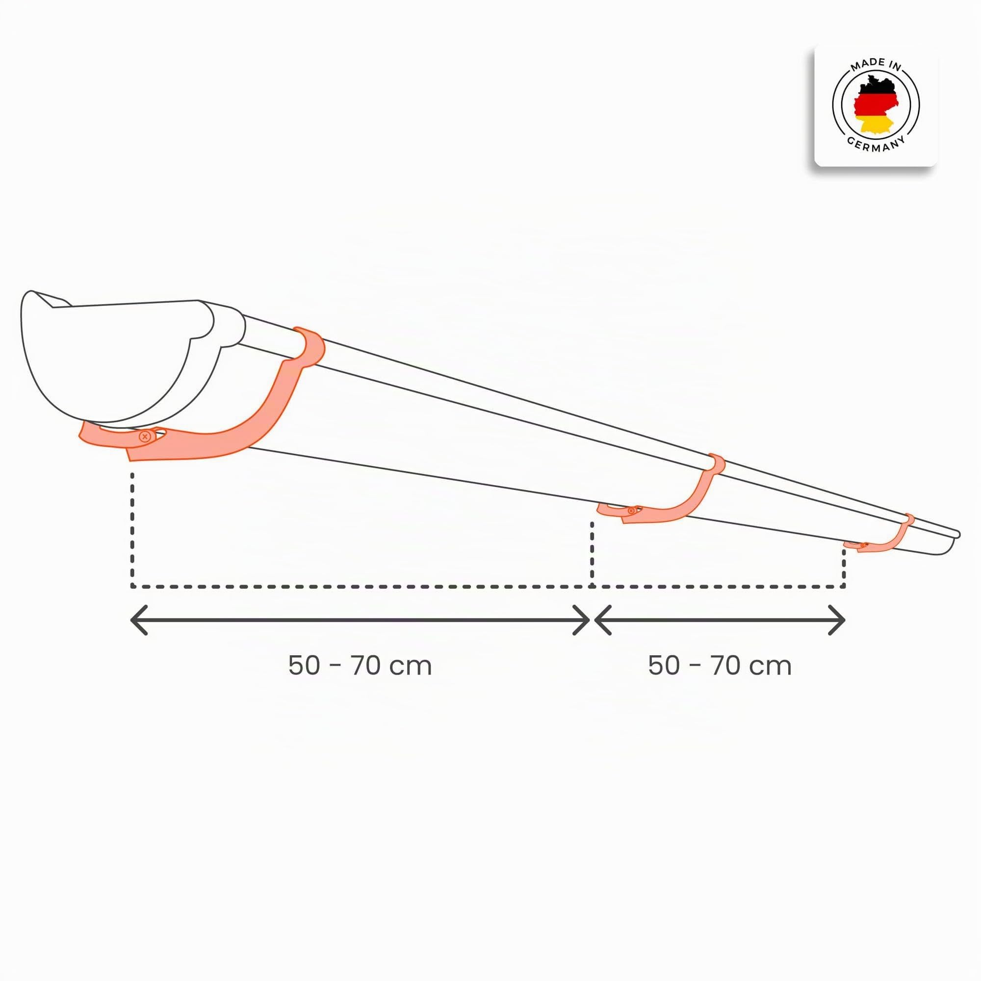 INEFA canalón PVC semicircular 2 m NW100 100 mm antracita canalón de lluvia montaje por encaje Made in Germany para caseta carport terraza pabellón drenaje de tejado