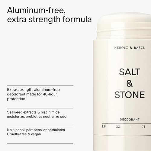 Miniatura 18 de SALT & STONE Desodorante sin aluminio Protección extra fuerte de 48 horas para mujeres y hombres Fabricado con extractos de algas marinas