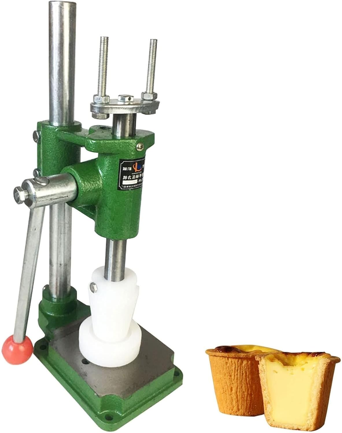 Pastry Dough Tamper Kit Commercial Tart Tamper Hand Arbor Press with 10 Mold for Making Egg Tart, Kitchen Baking Tools, Cast Iron Material (Green M), Medium