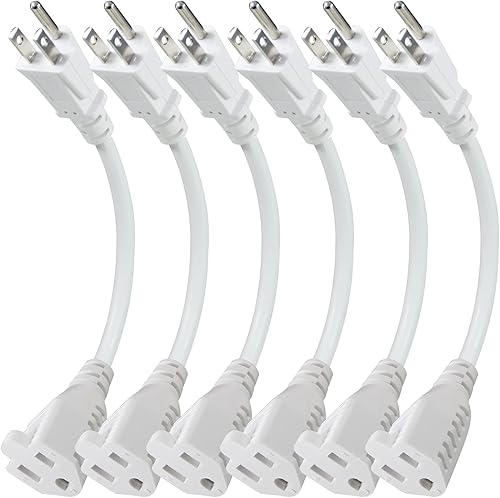 KUNCAN Cable de extensión de alimentación corta  8 pulgadas, 3 clavijas, ahorro de salida a tierra, 16AWG13A, cable de alimentación resistente (NEMA