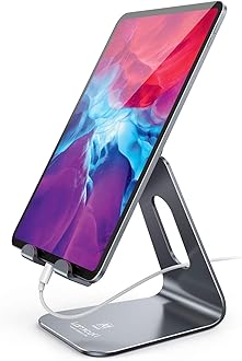 Lamicall Tablet Stand, Tablet Holder for Desk - Multi-Angle Adjustable Tablet Desktop Dock Cradle, Compatible with iPad Pro 11, 12.9, Air, Mini, Fire HD, Galaxy Tab, and Other 4-13" Tablets, Gray