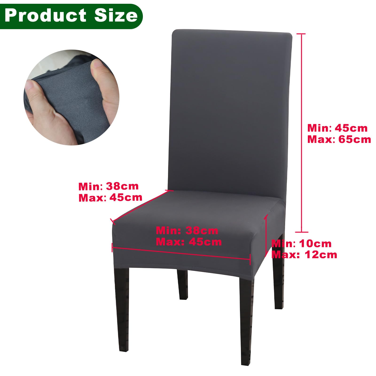 Fundas Sillas de Comedor Pack 6 Elásticas Fundas para Sillas de Comedor Modernas Material de Spandex Extraíbles y Lavables Duradera para Decor Restaurante, Hotel, Boda, Banquete, Antracita