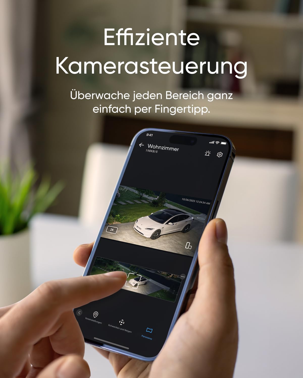 eufy Flutlichtkamera E30, Außen-Sicherheitskamera, 360° Schwenken & Neigen, KI-Erkennung & Verfolgung, 2K-Video, 2,4GHz WLAN, 2.000 Lumen, Sprach- & Lichtalarme, 24/7-Aufzeichnung, ohne ABO-Kosten