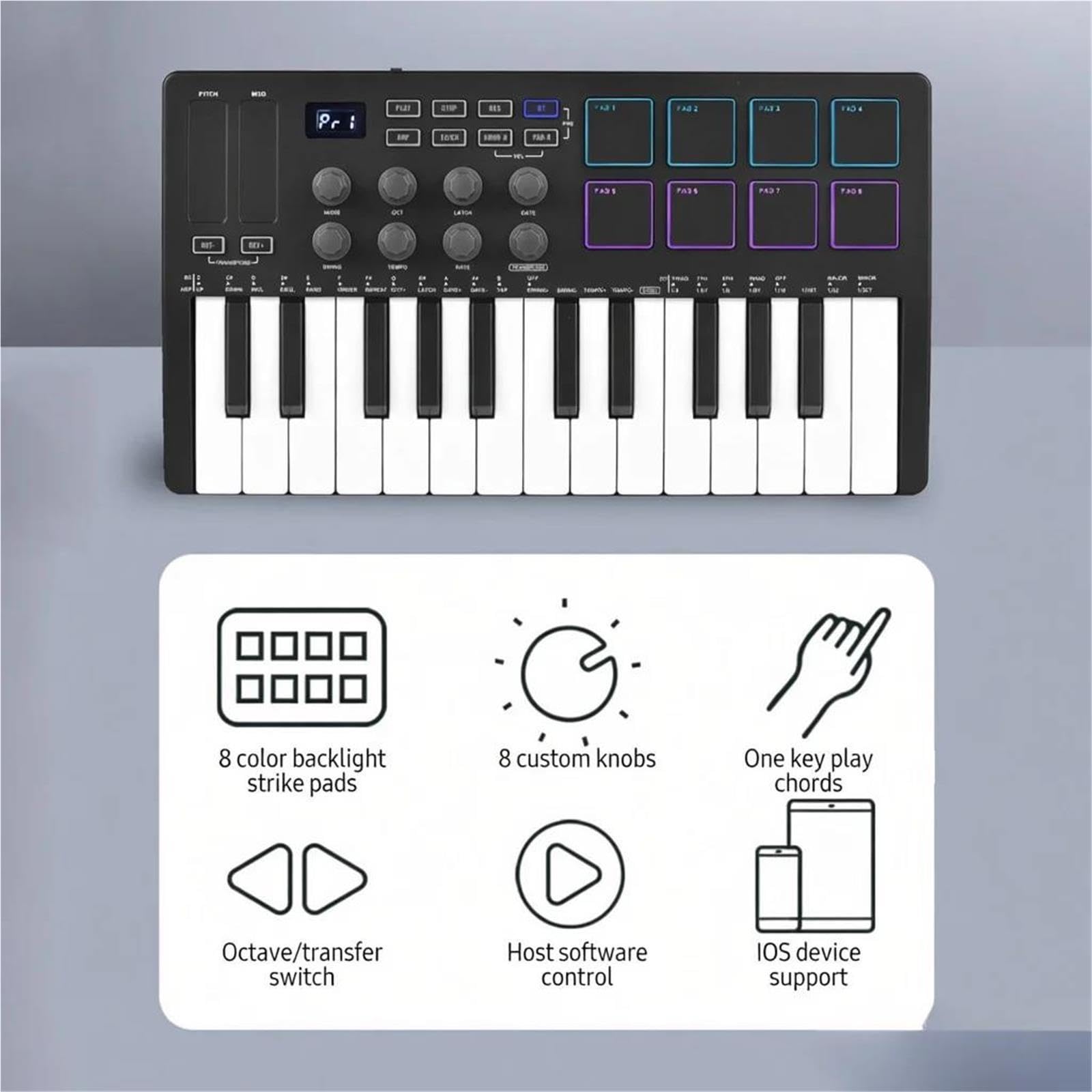 Teclado De Música Con Controlador Portátil Teclado Electrónico Profesional