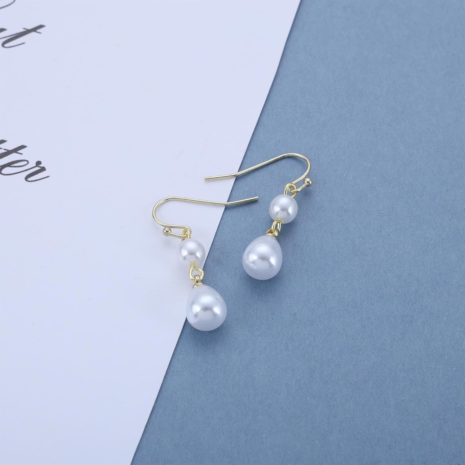 Vintage Wedding Pearl Dangle Earrings Gold Pearl Teardrop Earrings Bridal Pearl Earrings Pearl Tassel Earrings Pearl Water Drop Earrings Jewelry for Women(Gold1) - Image 4