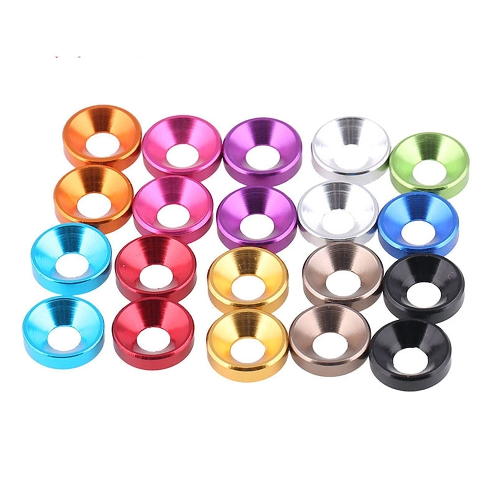 Entretoises rondes en alliage d'aluminium, rondelles plates en acier inoxydable, rondelles plates Mdingbao en aluminium anodisé coloré à tête fraisée, joints, 10 à 20 pièces