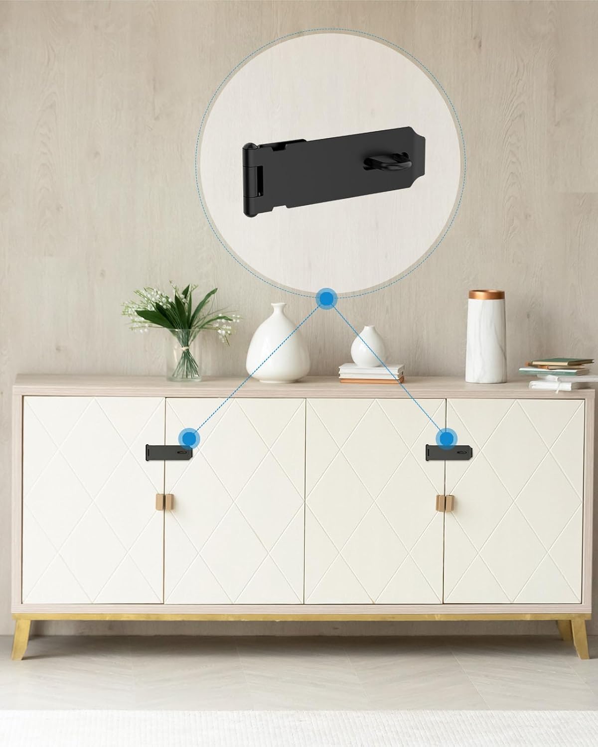 5 Inch Door Hasp Lock Latch, 304 Stainless Steel Shed Door Padlock Latches for Barn, Gate, Cabinet, Patio, Drawer (Black - 2pcs)