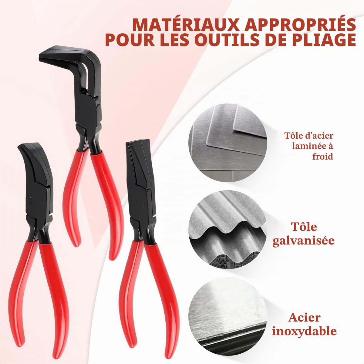 3PCS Pince Pliante Plieuse Tole(0°, 45°, 90°) Pinces à Plier la Tôle Portable Largeur 22 mm Mini Jeu de Pinces à Tôle de 22 mm Pince à Chanfreiner Outil Couvreur pour Plier et Lisser les Tôles