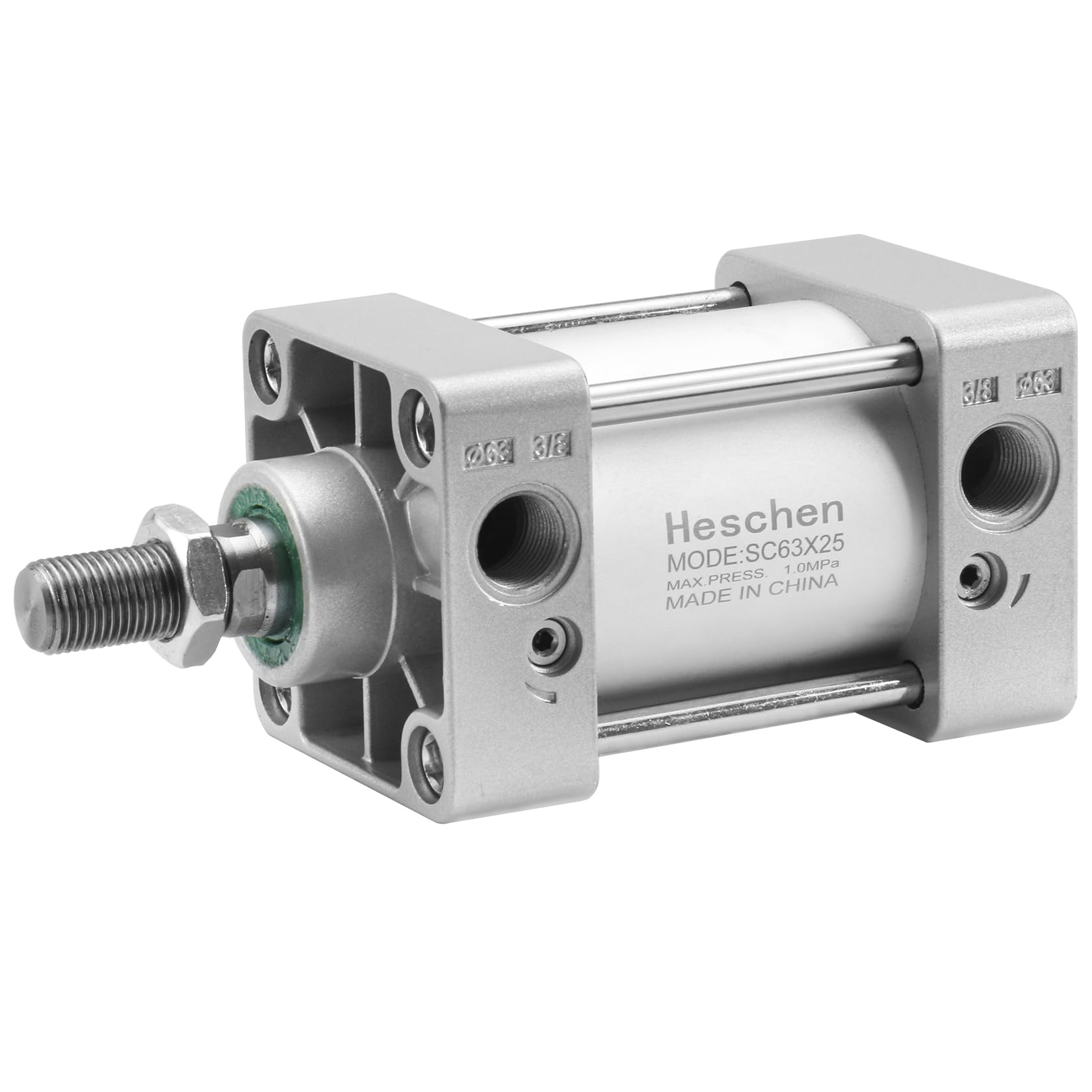 Heschen Tie-Rod Pneumatic Air Cylinder, SC 63-300, 63mm Bore, 300mm Stroke, PT 3/8 Port, Double Acting, Adjustable Cushion, Self-Lubricating Actuator for Industrial & Woodworking — Amazon image 18