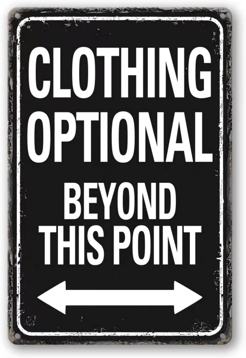 SMAZDFXX Clothing Optional Beyond This Point Vintage Metal Tin Signs Man Cave Decor Bar Sign Wall Decor For Home Room Cafes Bar Club For Men 5.5"x8"