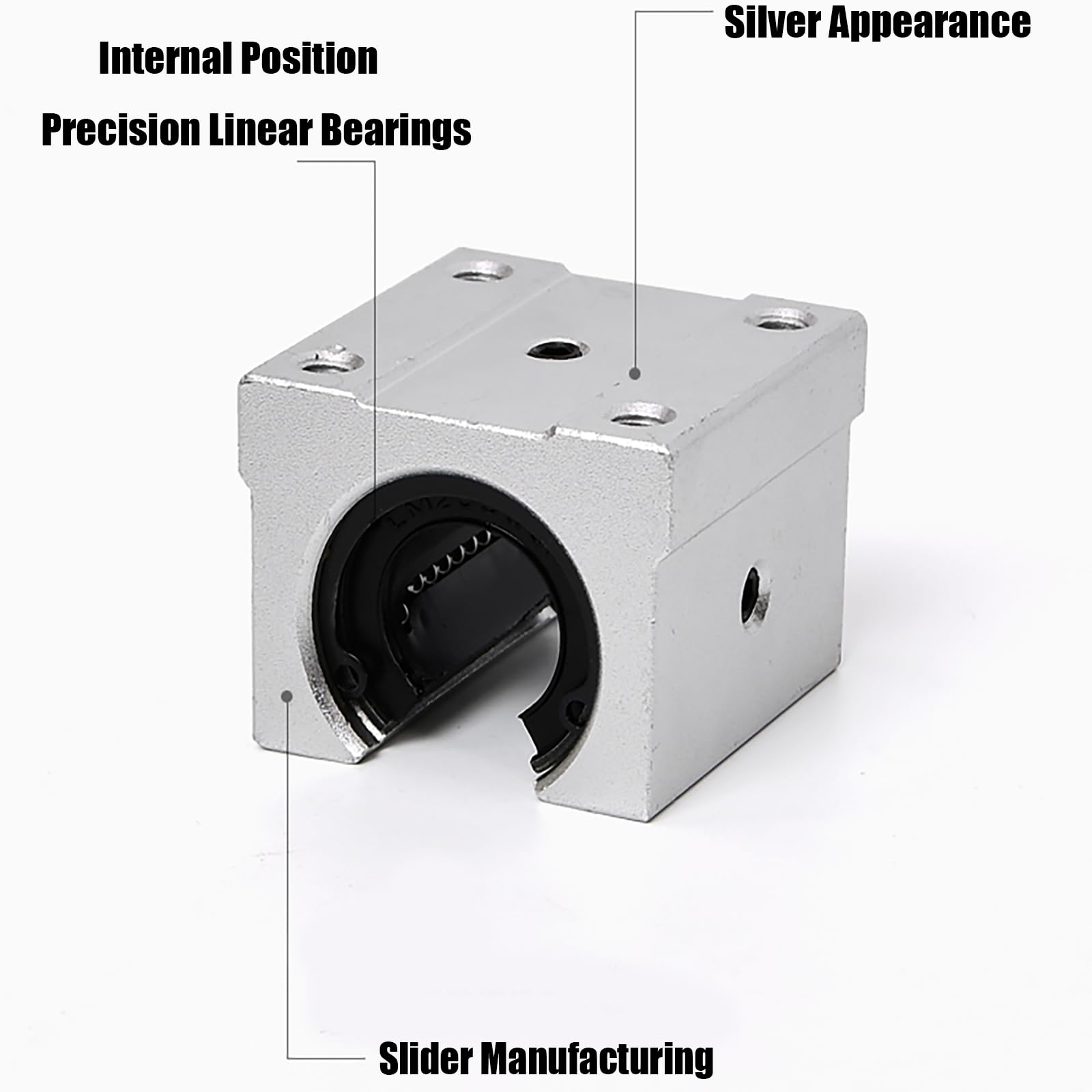 SBR10UU 4 pièces bloc coulissant à roulement à billes à mouvement linéaire, support en aluminium, siège de roulement de rail de guidage, curseur linéaire de type boîte