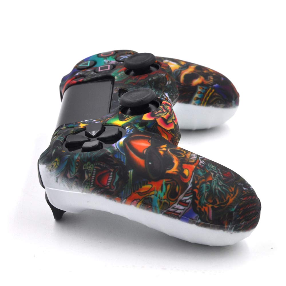Anti-Rutsch-Silikon-Controller-Abdeckung für PS4/SLIM/PRO Controller Totenkopf 4.0