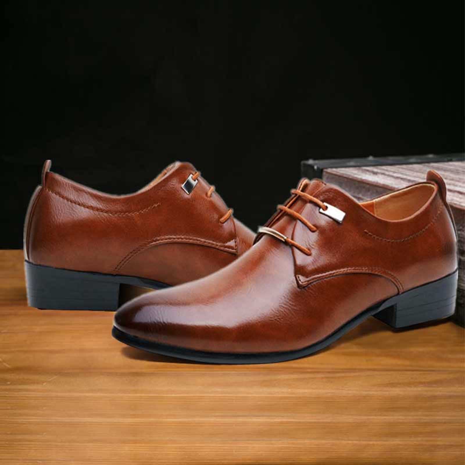 Buty na spuchnięte stopy Męskie buty Klasyczny brytyjski Retro Szpiczasty nosek Sznurowane Business Casual Buty ze szpiczastymi noskami Męskie skórzane buty wyjściowe Szeroka szerokość