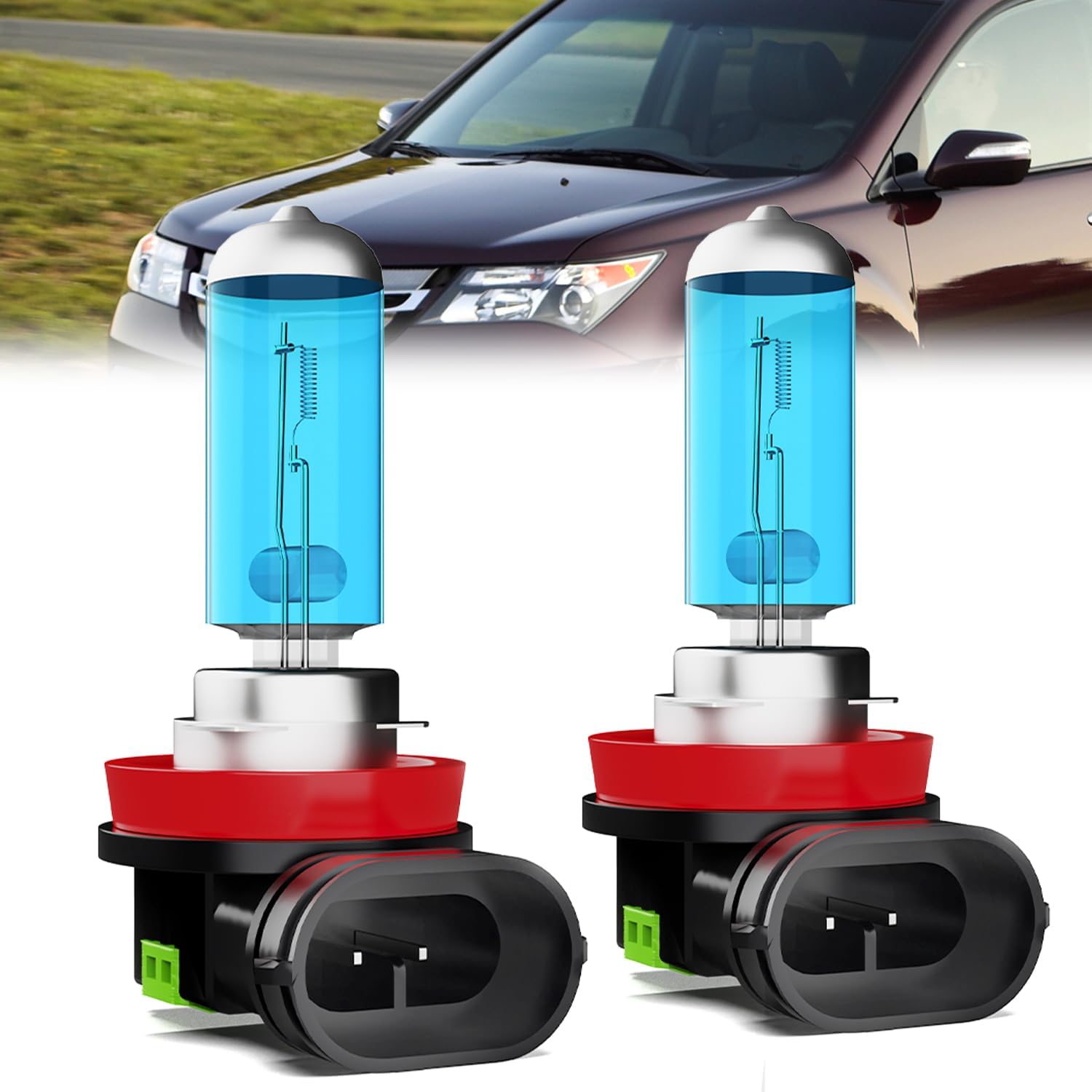 Headlight Bulbs Compatible With Acura MDX 2004-2006,H11 Low Beam Halogen Light Bulb Combo,Super Bright 6000K White,Plug and Play,Pack of 2