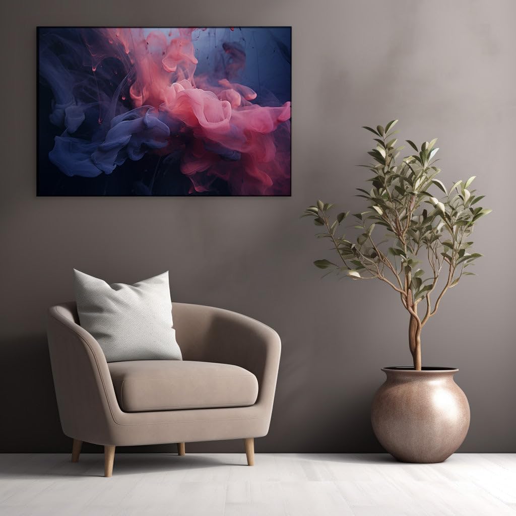 Canvas for Living room. Swirling Nebula of Ink: A Vibrant Dance of Colors in Water, 27 x 18 inch Canvas Wall Art - Contemporary Masterpieces - Zen Wall Decor
