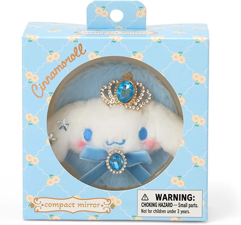 Espelho duplo SANRIO Cinnamoroll com mascote, 7,5 x 1,5 x 7,5 cm