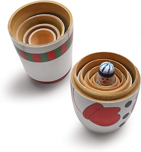 Miniatura 32 de GRPSKCOS Muñecas de anidación rusas Matryoshka Muñecas de madera de oso de animales lindos juguetes de Navidad hechos a mano, regalos Set de 5