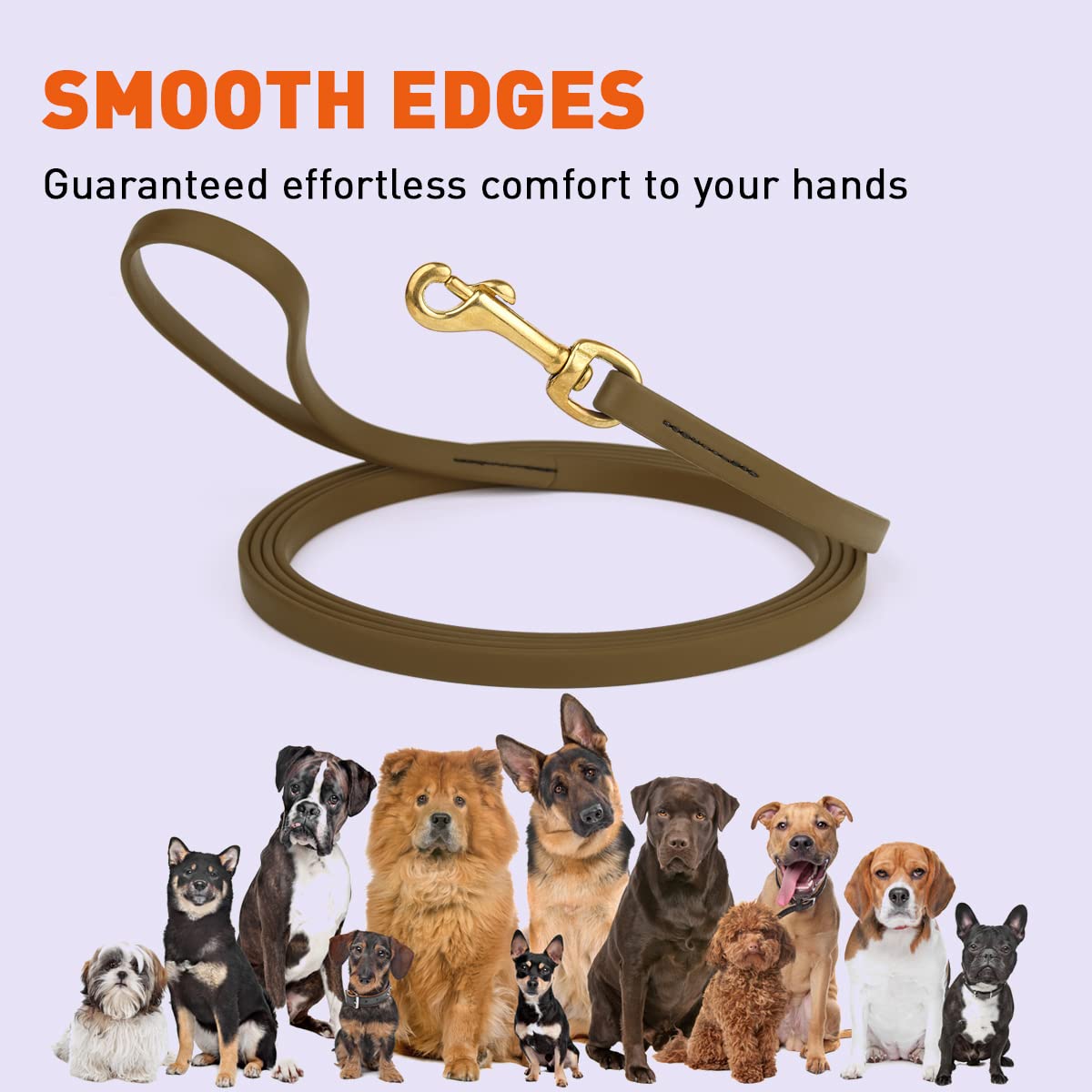 Viper Biothane K9 Working Dog Leash Waterproof Lead for Tracking Training Schutzhund Odor-Proof Long Line with Solid Brass Snap for Puppy Medium and Large Dogs Coyote Brown - image 7