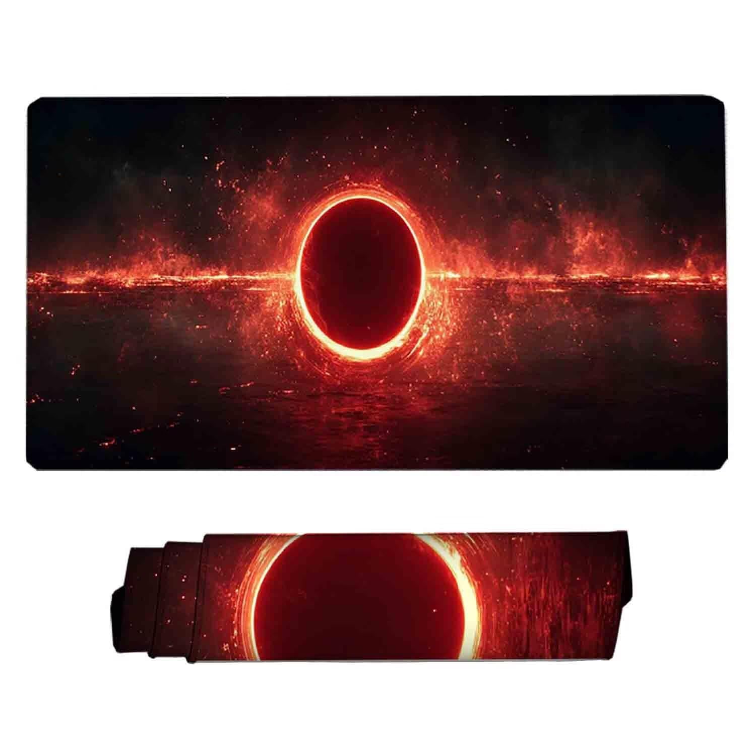 Podkładka pod mysz do gier Czerwona podkładka pod mysz planetarną XXL 1200 x 600 mm mata biurkowa z przeszytymi krawędziami antypoślizgowa, do biura, nauki, gier, akcesoriów biurowych, dekoracji