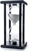 Bellaware 60 Minute White Sand Hourglass Timer - Elegant Wooden Decor for Office, Living Room & Gifts