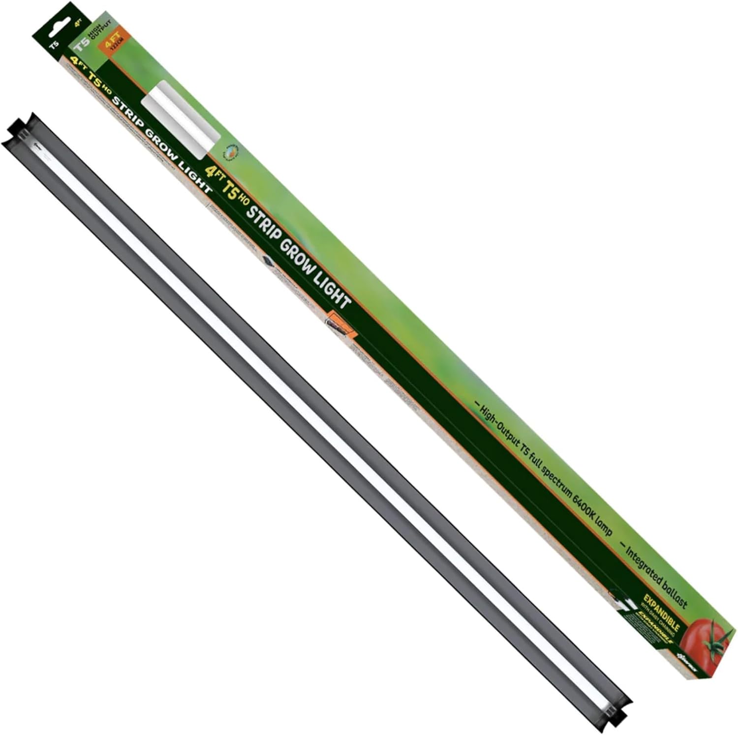 SUNPACK High Output T5HO 54W 6400K Full Spectrum Strip Grow Light, White, 48" - Made for Indoor Gardening or Greenhouses, Ideal for Seed Starting