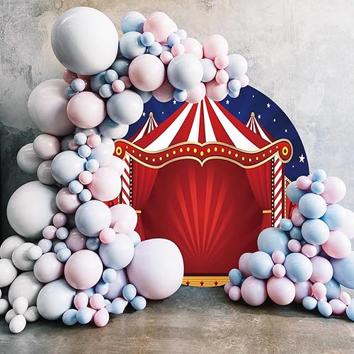 Miniatura 3 de Renaiss Cubierta de fondo redonda de carpa de circo de 7 x 7 pies para sesión de fotos, para niños y niñas, retrato, carpa roja, cielo estrellado