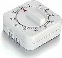 NUOSWEK Square 60-Minute Mechanical Kitchen Timer - Loud 90dB Alarm, Strong Magnet Back, No Batteries - Cooking, Classroom, Home Timer (White)