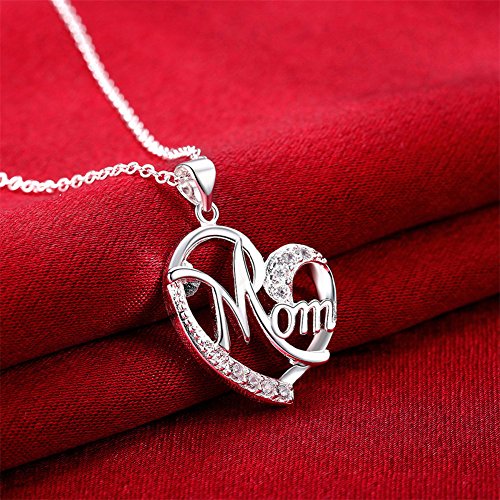 ShiQiao Spl Gifts for Mom Mother Necklace Pendant Sterling Silver for Women Love Heart Mom Birthday Gifts4