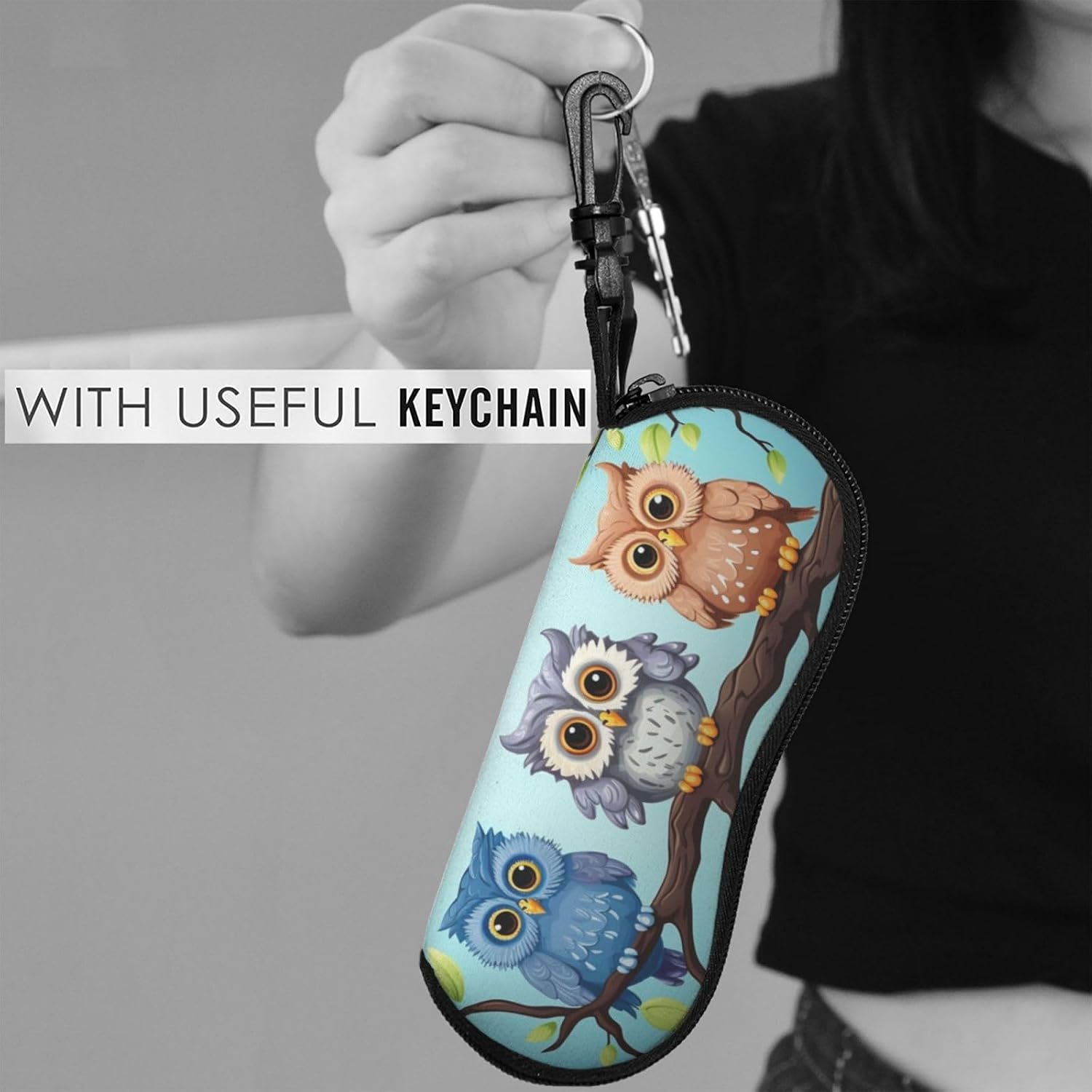 Sunglasses Soft Case for Women Men Ski Lift With Fir Tree Eyeglasses Case Neoprene Sunglasses Pouch