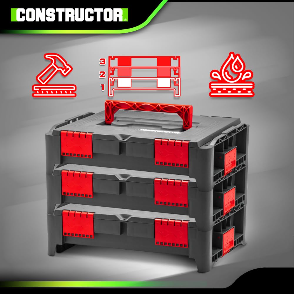 Lot de 3 coffrets empilables BEPS1 - Constructor