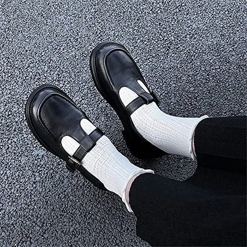 Women's Classic T-Strap Mary Jane Flats Soft Leather Uniform Dress Shoes3