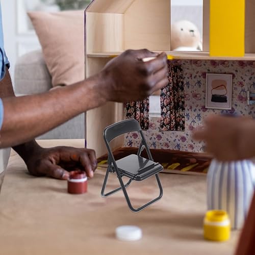 Miniatura 5 de NUOBESTY 20 piezas mini sillas plegables casa de muñecas Mini soporte modelo silla escritorio teléfono soporte para decoración de casa de muñecas