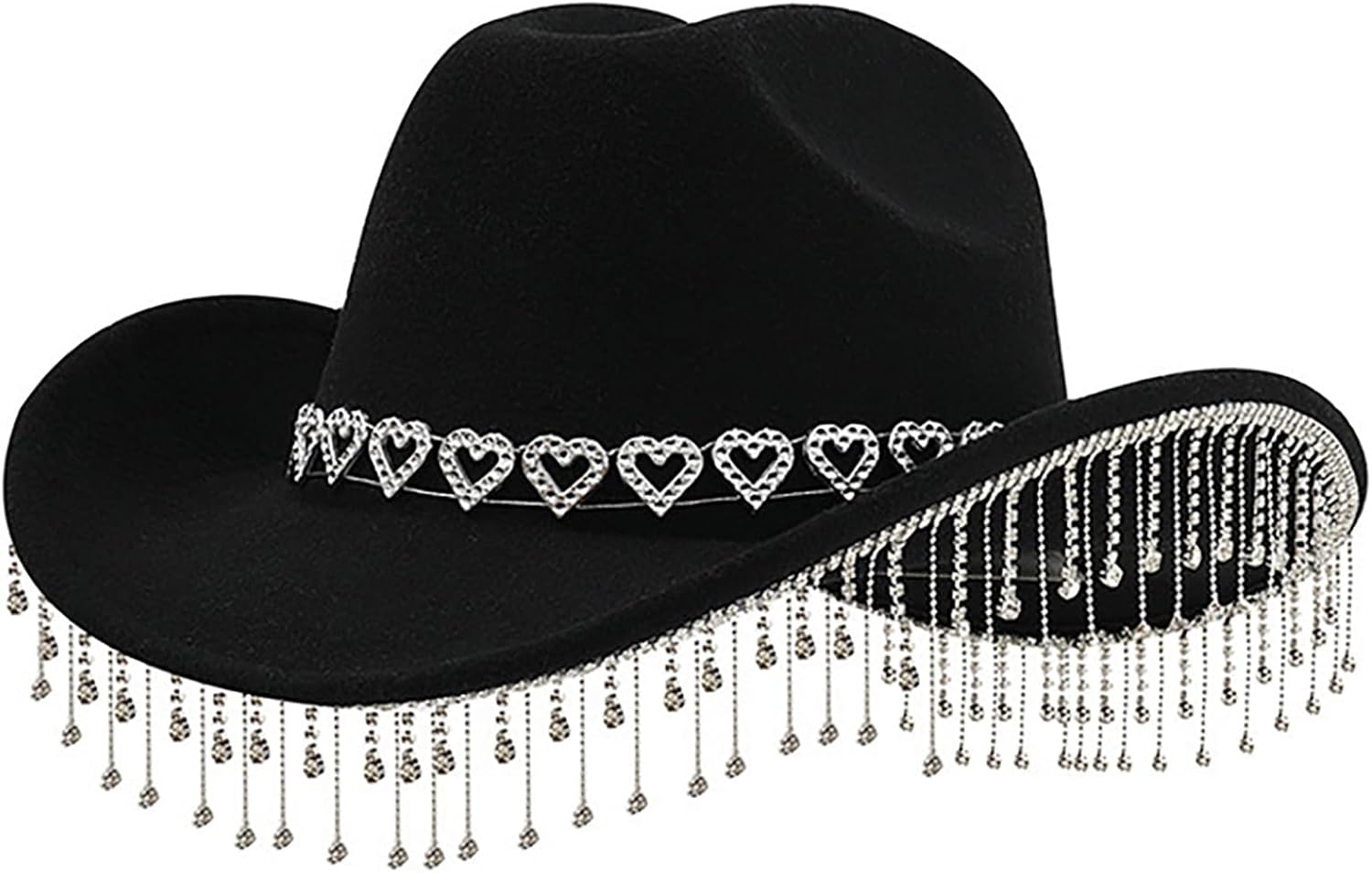 Shiny Bling Western Cowboy Hat Rhinestone Fringe Cowgirl Hat for Music Festivals Bachelorette Party