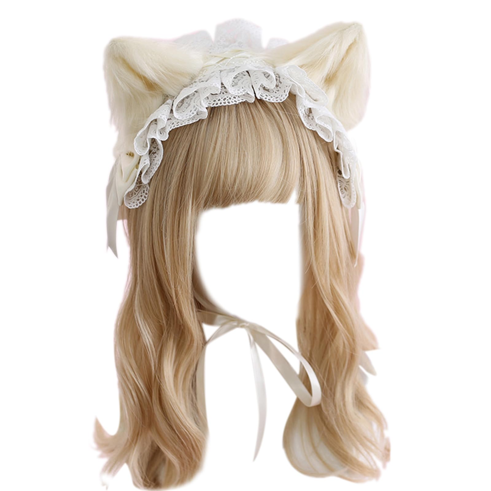 GenericOushengsi Cat Ear Headband with Detachable Bow Tie for Women and Girls Supplies for Adults Women Female Costume Cosplay Plush