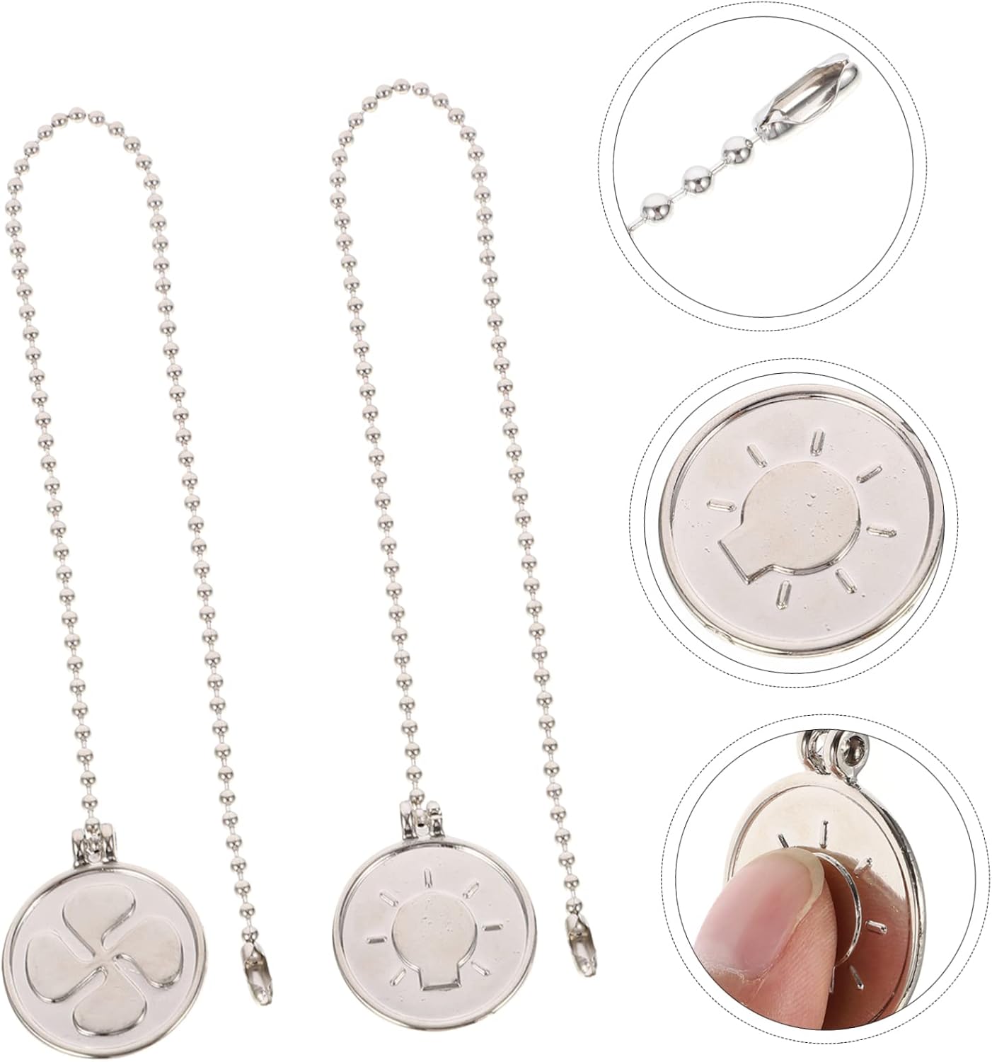 2pcs Ceiling Fan Pull Chain Extension Decorative Light Pull Chain for Ceiling Fixtures Metal Fan Extender Connector Easy to Install for Home Lighting