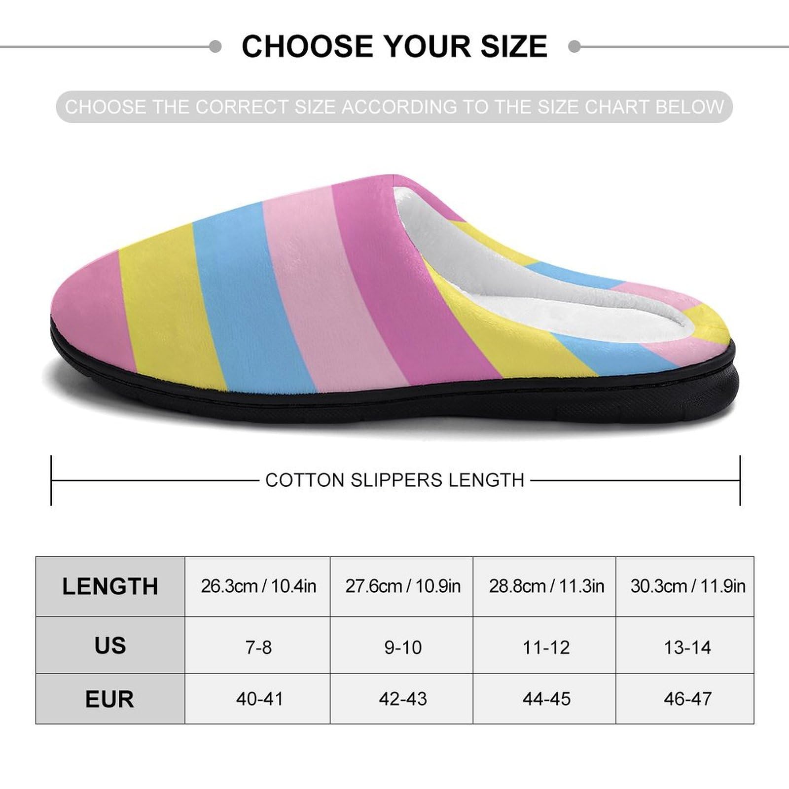 LGBT Transgender Pride Flag Mens Slippers Casual Slip On Warm House Shoes with Rubber Sole Indoor Outdoor 11-12?44-45?