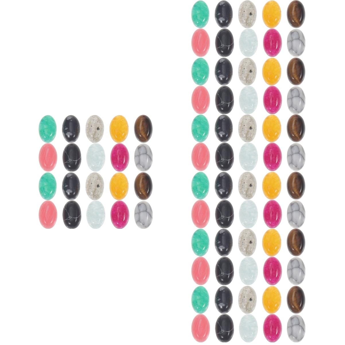 SHINEOFI 80 Pcs Oblate Decorative Natural Stone Hand Decor Decorative Cabochons Flat Back Cabochons Circle Beads Gemstone Beads Gemstones Beads Stone Charms Jade Manual Semi-Precious Stones