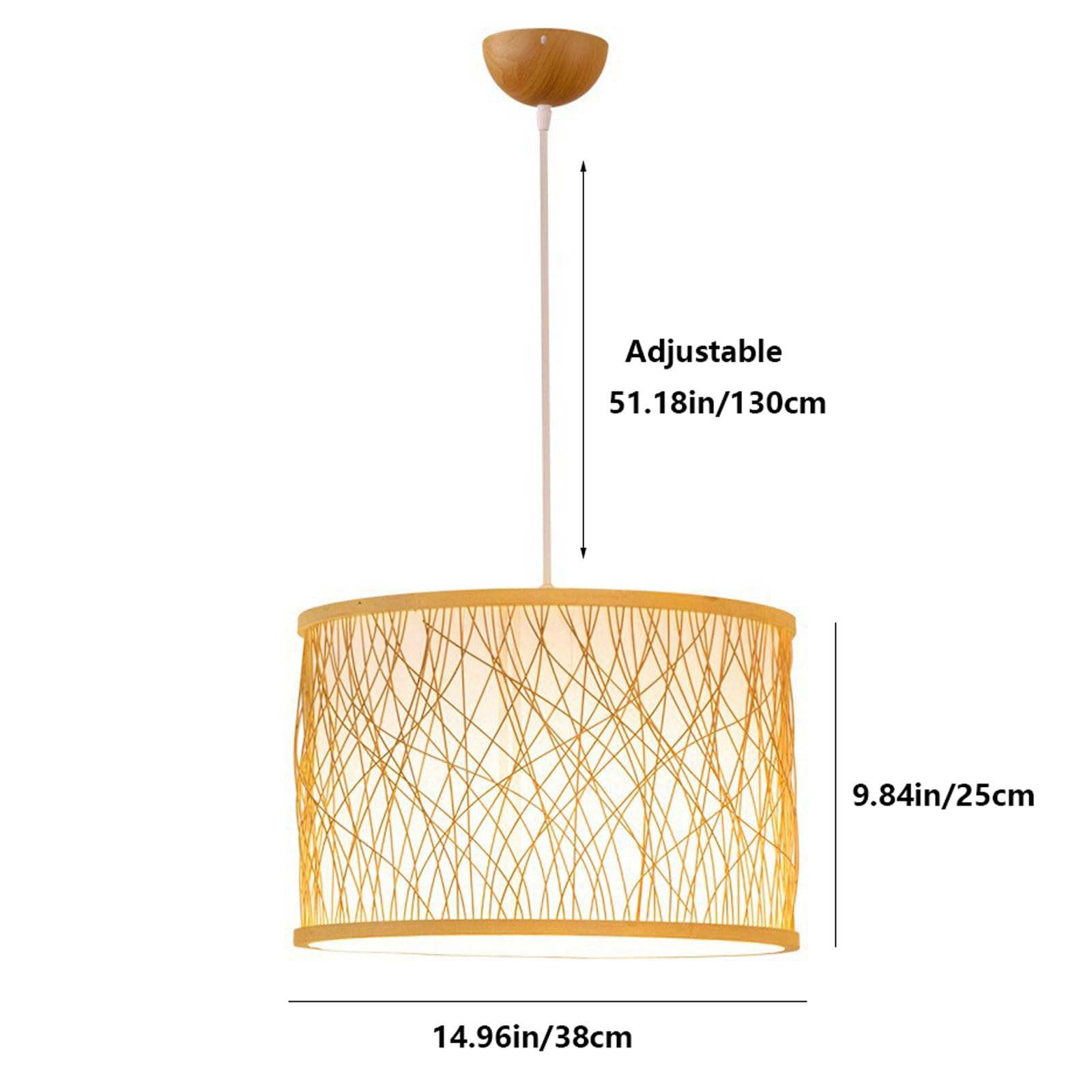 14,96-calowa lampa wisząca z bambusa do salonu, złota lampa wisząca E26 o ciepłym świetle, wisząca nad wyspę kuchenną,nowoczesny luksusowy,ręcznie robiony żyrandol z bambusa,odpowiedni do pensjonatów
