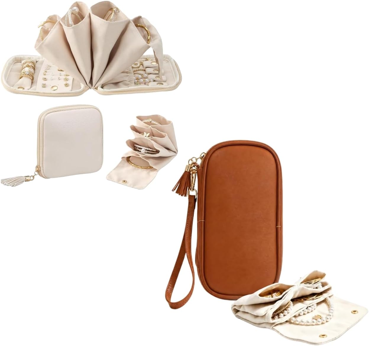 Lolalet Travel Jewelry Organzier Bundle with Slim Travel Jewelry Pouch