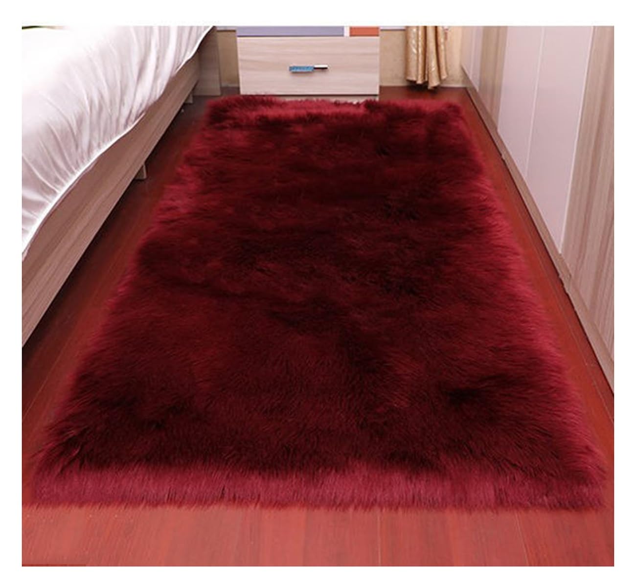 Tapis de salon doux KXCR rouge vin contre les sols froids