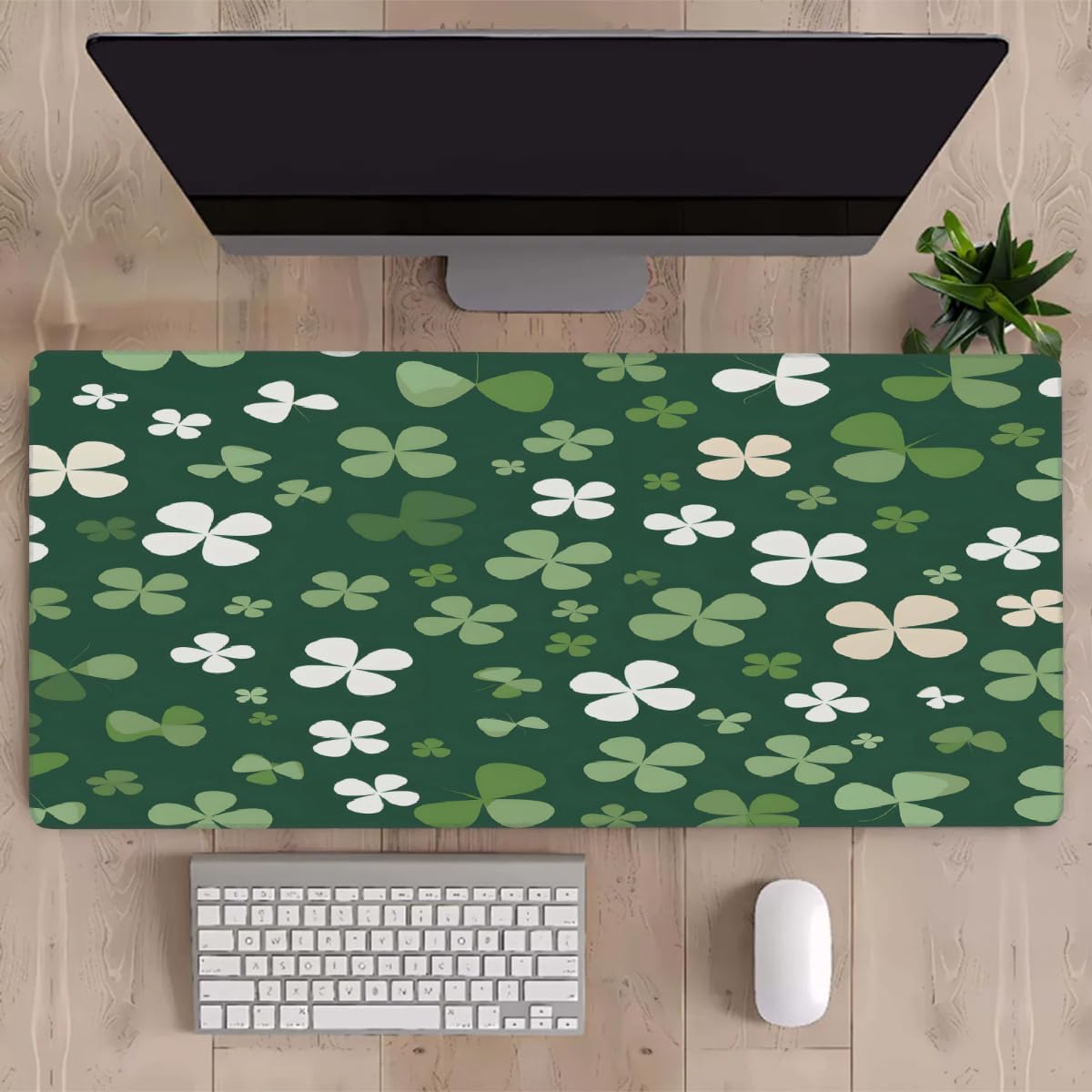 Large St. Patrick's Day Mouse Mat Computer Mousepad with Non-Slip Rubber Base Waterproof Mouse Pad Desktop Keyboard Pad for Gamer,Home School Laptop Office Accessories,16x35.5inA (76)