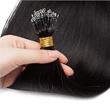 SEGO Naturalne przedłużenie na zimno 1 g NANO RING TIP Loop pierścienie Nano Koraliki Remy Pre Bonded – 55 CM 1B#Naturalna czerń [1g *50 pasemek] 50 g