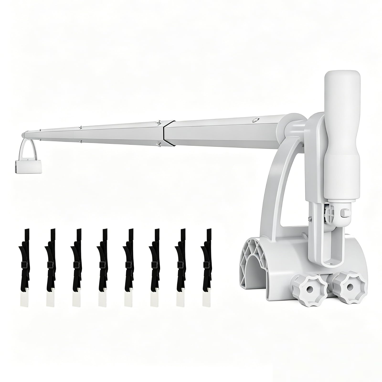 LEADZM Enrouleur de Bâche de Piscine Professionnel en Aluminium Premium,Système d'enroulage pour Bâche Solaire,1,5-4,8 m,Installation Fixe, Dimensions de l'ouverture : 30–48 mm,Blanc