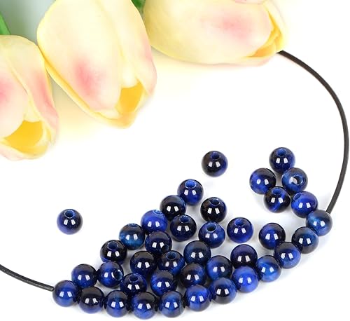 Miniatura 9 de AD Beads Cuentas redondas sueltas de piedras preciosas naturales de 0.315 pulgadas (0.315 in), agujero grande, tamaño de 0.098 in, 40 unidades