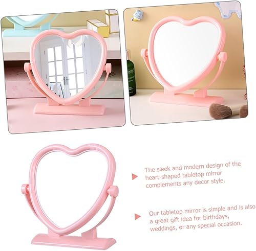 Miniatura 5 de Espejo de tocador de mesa en forma de corazón, espejo de doble cara para maquillaje, espejo de aumento portátil y giratorio para maquillaje